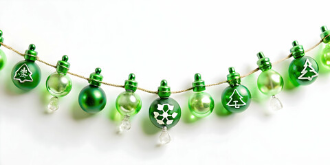 3D Recycled Glass Christmas Garland - Seamless Minimal Background with Eco-Friendly Holiday Patterns for Modern Festive Decor