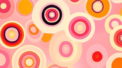 Colorful Abstract Geometric Circular Vibrant Retro Modern Design Pattern Background