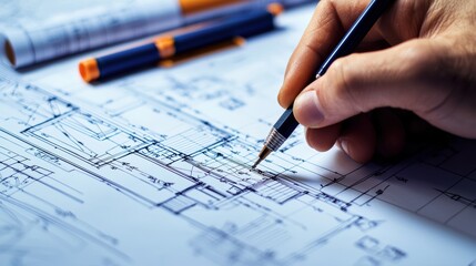 Architect s Detailed Blueprint Sketch on Paper for Home Design and Construction