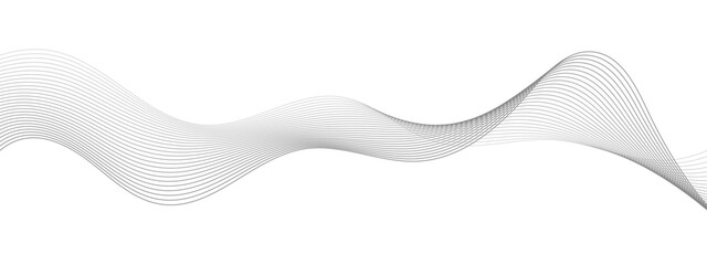 Undulate Grey Wave Swirl, frequency sound wave, twisted curve lines with blend effect. Technology, data science, geometric border pattern. Isolated on white background. Vector illustration.