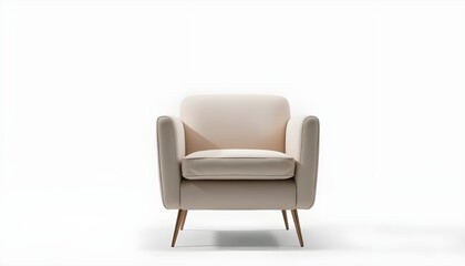 Fototapeta premium A sleek, modern armchair set against a white background, showcasing clean lines and contemporary design. 