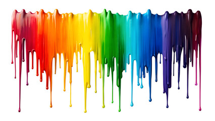 Rainbow paint drips on white background