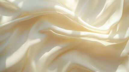 Fototapeta premium Soft and elegant cream fabric with gentle folds and a subtle sheen, perfect for backgrounds or textile designs.