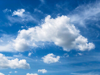 blue sky with puffy white clouds