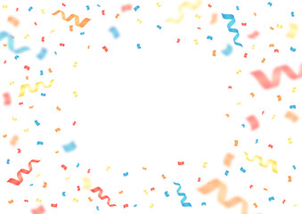 カラフルな紙吹雪やリボンが舞うお祝いイラスト背景素材
