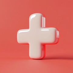 Obraz premium 3D Medical Cross Icon: Universal Healthcare Symbol Illustration Logo