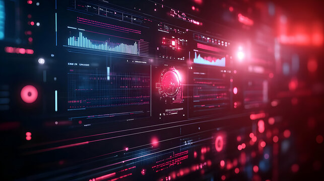3D Prediction Algorithm Detecting Anomalies in Voting Patterns - Close-Up of Computer Screen with Alerts for Election Integrity on Isolated White Background