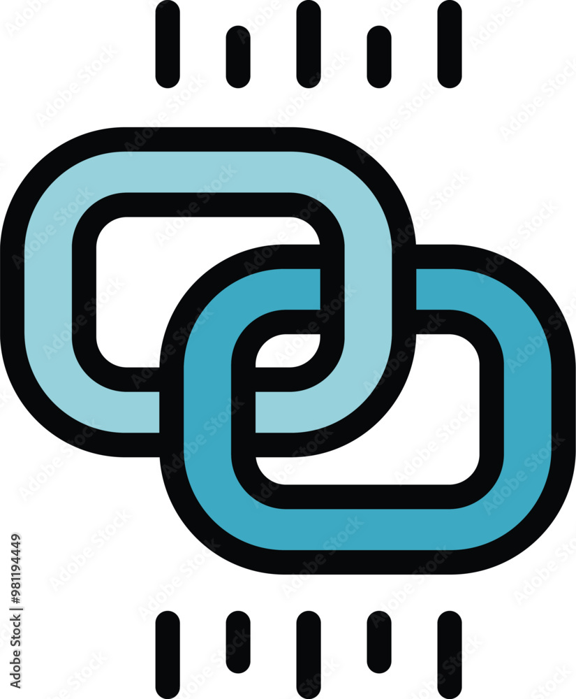 Poster blockchain technology icon representing the secure and transparent transfer of data through intercon