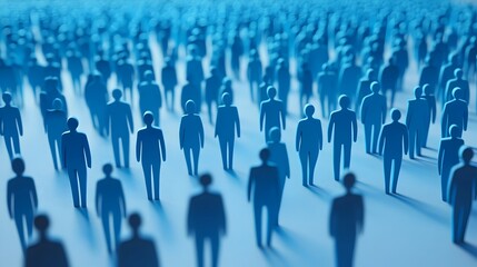 Naklejka premium Silhouetted Figures in a Conceptual Blue Digital Landscape