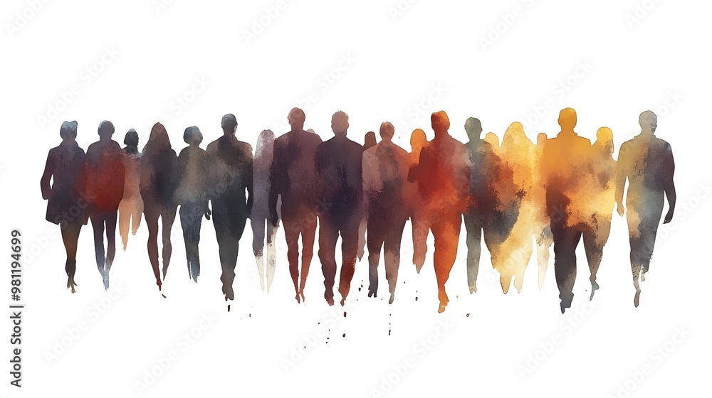 Poster diverse community walking together in unity and inclusion