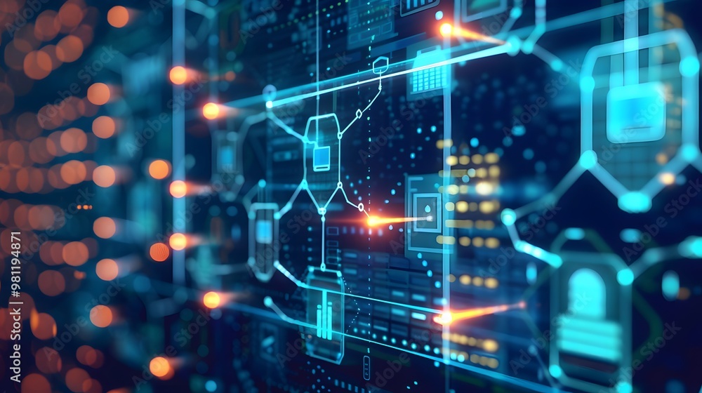 Poster design a technical diagram with cryptographic protection, user permissions, and audit trails for a p