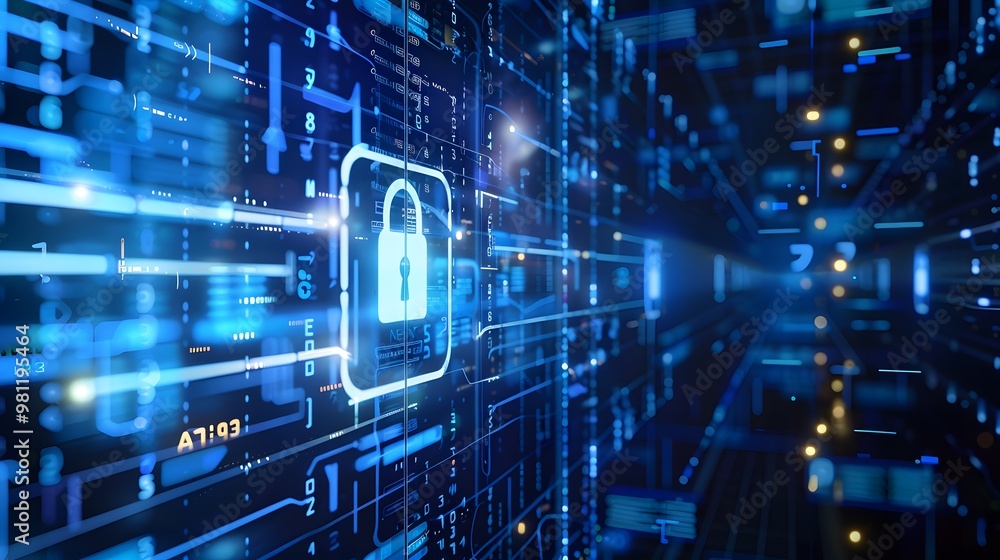 Poster illustrate a security model with data encryption techniques, access policies, and detailed logs for 