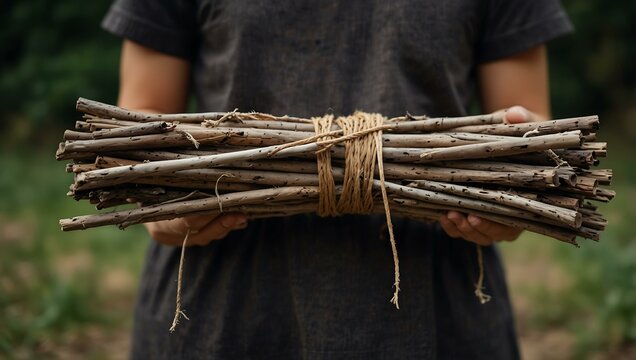 Bundle of sticks tied together.