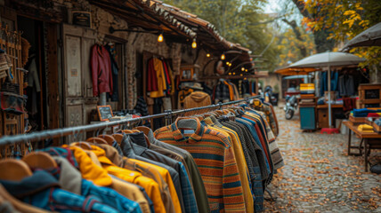 Naklejka premium The Vibrancy of a Vintage Clothing Market
