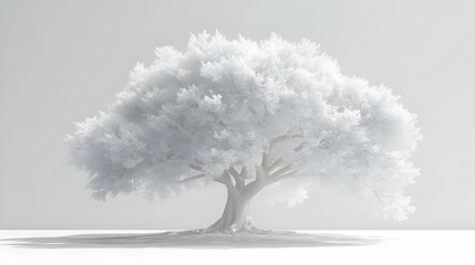 3D Abstract White Tree of Life Symbolizing Growth and Mental Health Awareness - Wide Shot with Intricate Branches - Janeiro Branco Concept