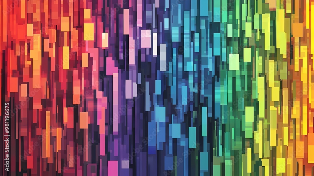 Poster vibrant prismatic abstract geometric backdrop with glowing chromatic tiled patterns