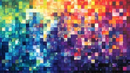 Vibrant Mosaic of Prismatic Geometric Shapes in Brilliant Gradient Colors