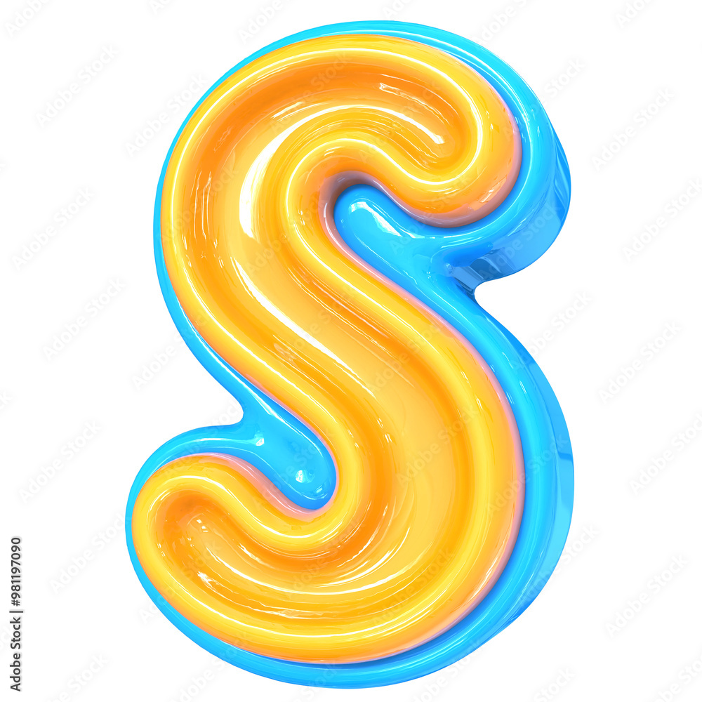 Poster blue with yellow font s 3d rendering