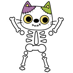 Cute cartoon cat ghost zombie illustration for Halloween party decoration 