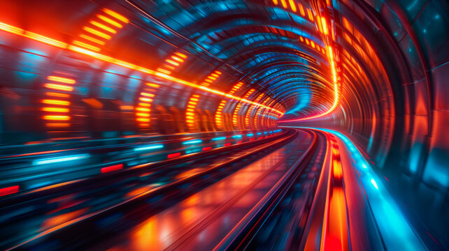 Swift of the Future. Hyperloop Train in Transparent Tunnel