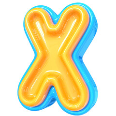 Blue With Yellow Font x 3D Rendering