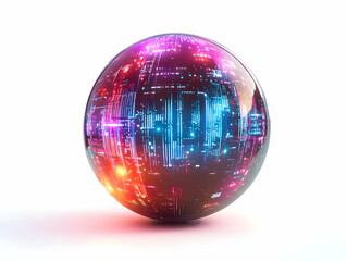 Flat Integrity Secured Prediction Crystal Ball: Holographic Election Forecasts in Secured Framework with Rotating Views - Simple Vector Illustration for Business Insights