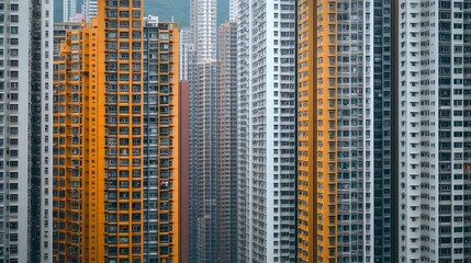 Obraz premium Towering Cityscape with Sleek Residential and Commercial High-Rises