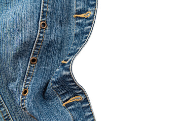 Piece denim on a white background. Denim texture