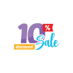 10% Discount Sale Tag Label Vector Template Design Illustration