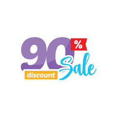 90% Discount Sale Tag Label Vector Template Design Illustration