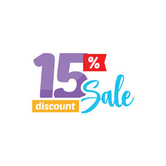 15% Discount Sale Tag Label Vector Template Design Illustration