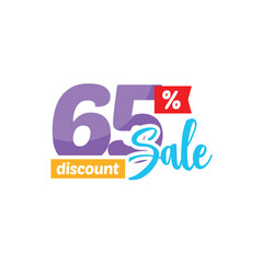65% Discount Sale Tag Label Vector Template Design Illustration