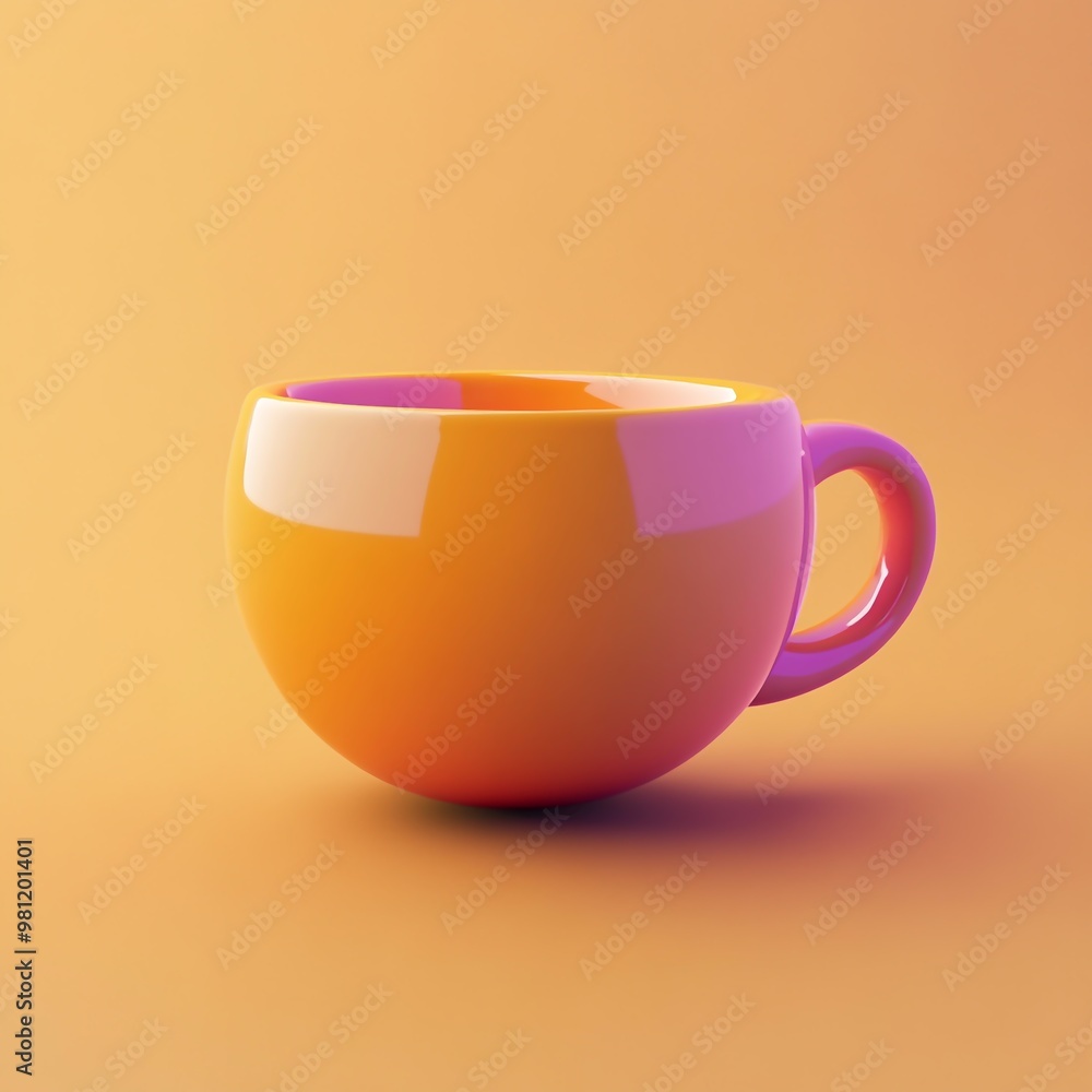 Wall mural 3d tea cup icon: for enjoying hot beverages illustration logo