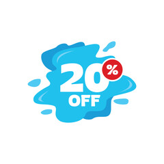 20% Discount Sale Tag Label Vector Template Design Illustration