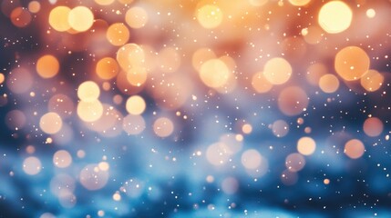 Colorful shiny winter background with snowflakes and bokeh light 