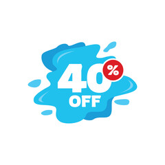 40% Discount Sale Tag Label Vector Template Design Illustration