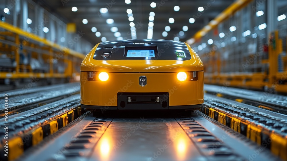 Poster autonomous guided vehicle utilizes ai algorithms for operational efficiency in modern warehouse