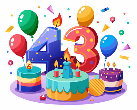Large Photo Prop Banner Happy 43rd Birthday Cake Topper, 43rd Birthday ...