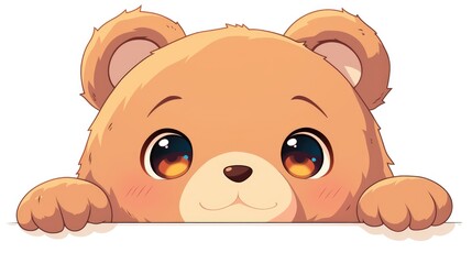 Illustration of an adorable teddy bear face on a white background created in a vector style