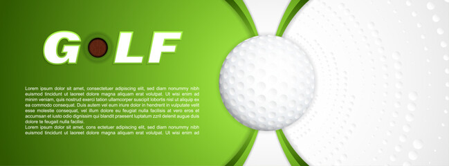 Golf outing banner with golf ball, vector illustration.
