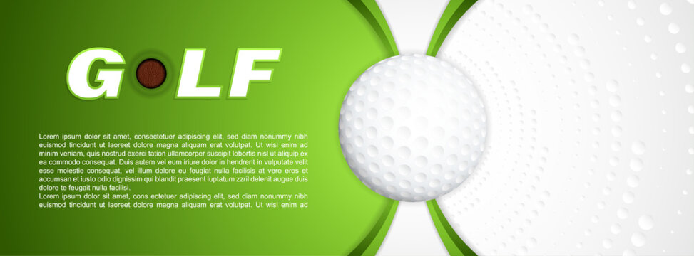Golf outing banner with golf ball, vector illustration.