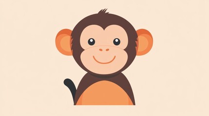 Cartoon monkey in a flat color style