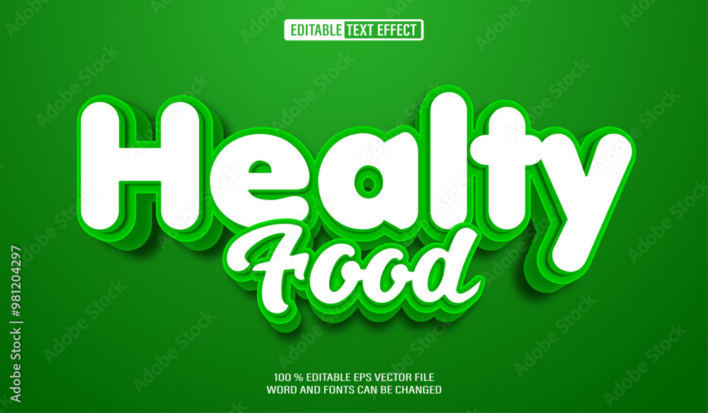 Poster editable 3d text style effect - healty food text effect template