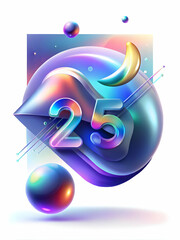 Fototapeta premium Holographic Calendar Background for 2025: Vibrant Glowing Colors and Abstract Shapes for Modern Design Concepts