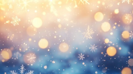 Naklejka premium Colorful shiny winter background with snowflakes and bokeh light 