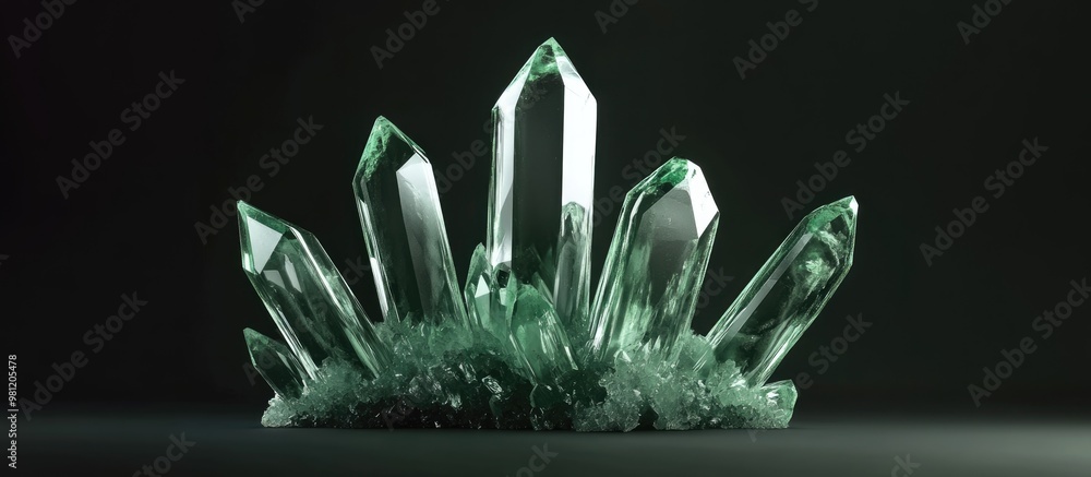 Poster 3d rendering of a green crystal element