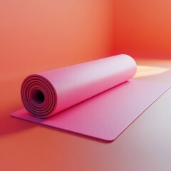 3D Yoga Mat Icon: Cushioned Yoga Practice Surface Illustration Logo