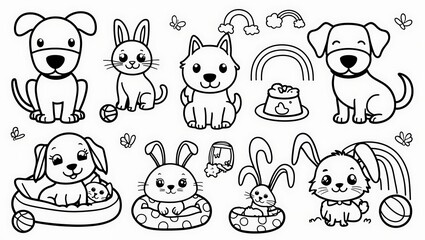 Delight young artists with our "Pets Coloring Pages for Kids," a charming collection designed to captivate children’s imaginations and bring joy to their creative activities.