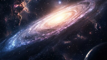 Spiral Galaxy in Space: Exploring Stars, Nebulae, and the Universe