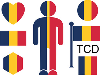 Chadian flag logo. Isolated Chadian flag on white background